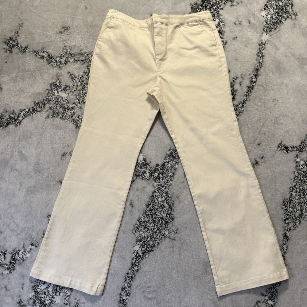 Liz Claiborne Womens Size 16 Hepburn Wide Leg High Rise Pants Cream